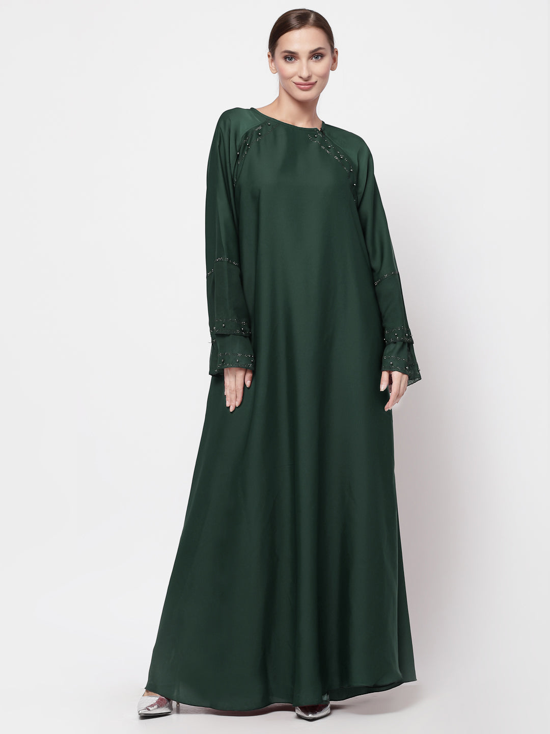 Klotthe Women Green Embellished Burqa With Scarves
