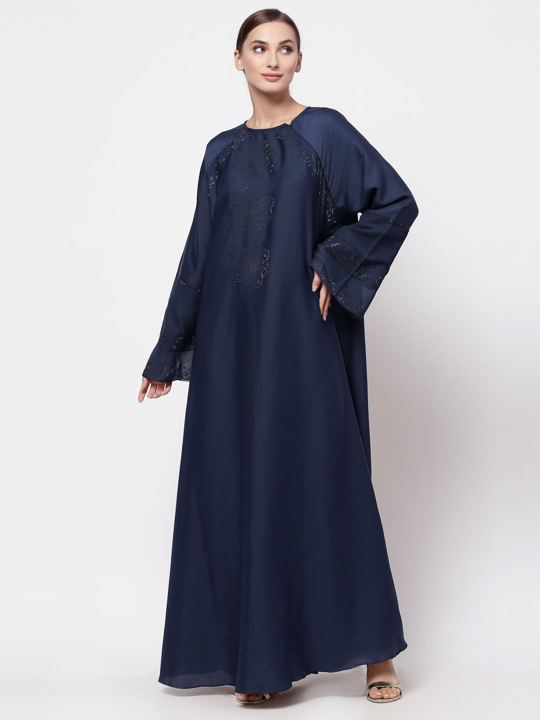 Klotthe Women Blue Embellished Burqa With Scarves