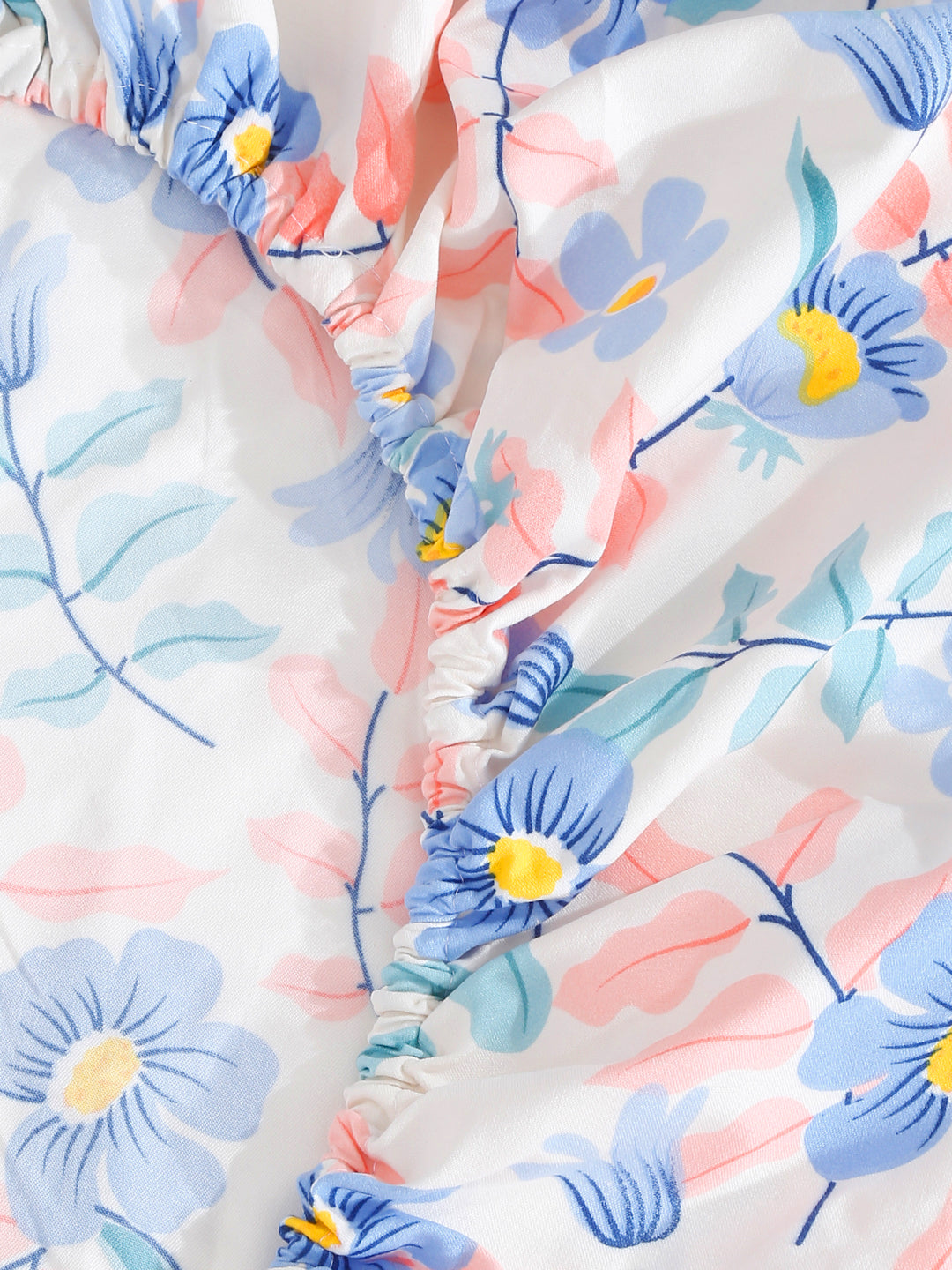 Klotthe Multi Floral 300 TC Cotton Blend Elasticated Double Bedsheet with 2 Pillow Covers