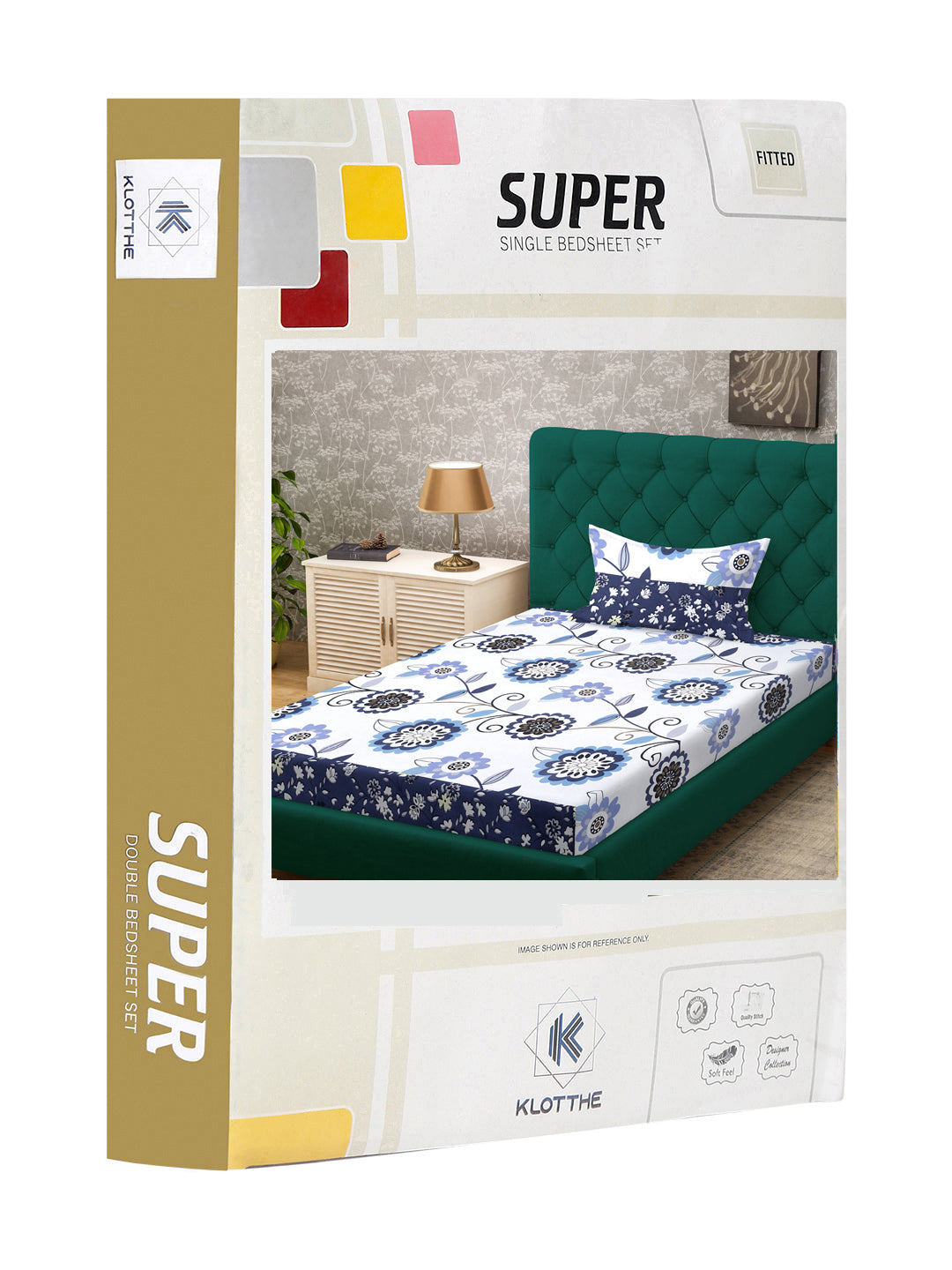 Klotthe White Floral 300 TC Cotton Blend Fitted Single Bedsheet Set in Book Fold Packing