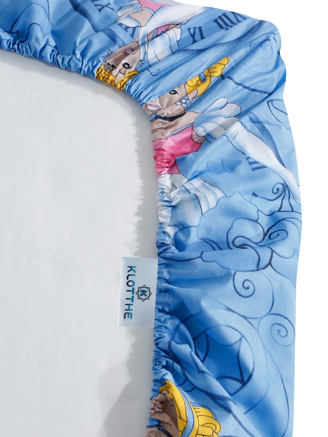 Blue Cartoon Characters 400 TC Pure Cotton Fitted Double Bedsheet with 2 Pillow Covers
