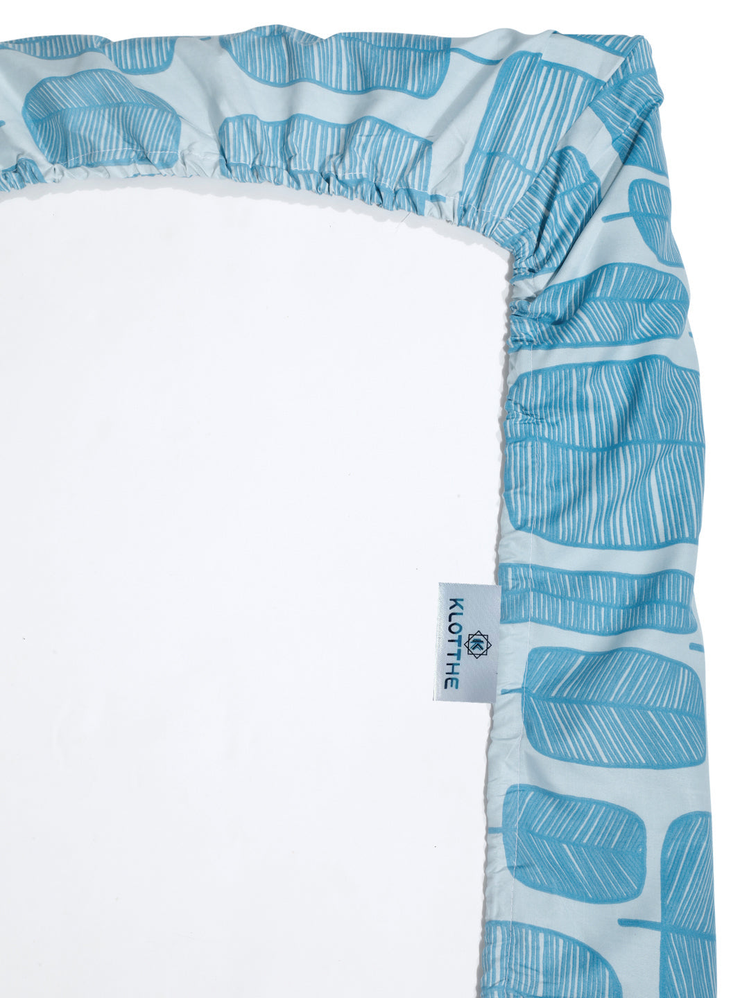 Klotthe Turquoise Geometric 300 TC Cotton Blend Fitted Single Bedsheet with Pillow Cover
