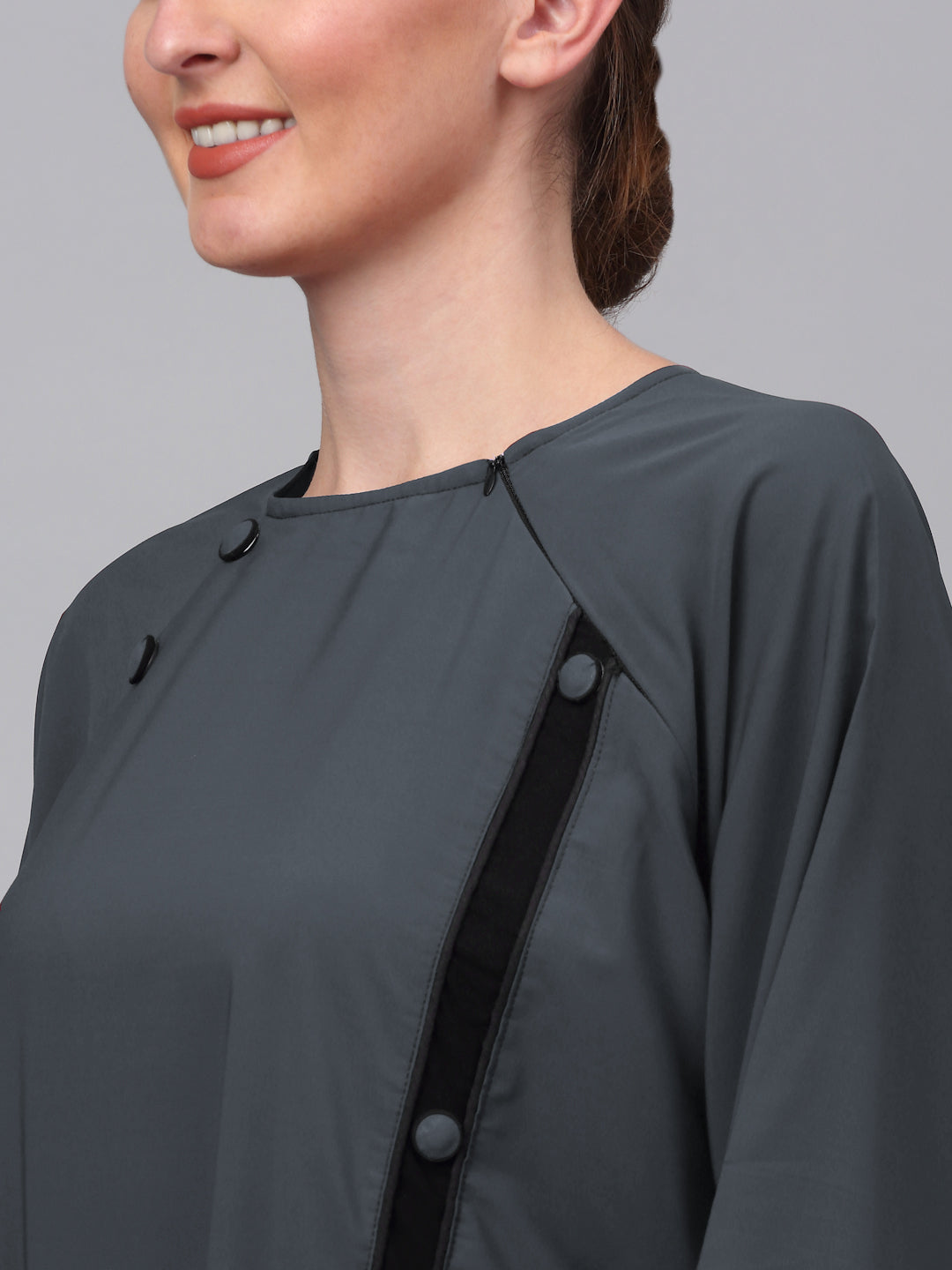 Klotthe Women Grey Embellished Burqa With Scarves