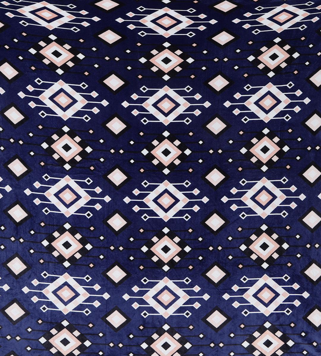 Klotthe Blue Printed Woolen Double Bed Sheet with 2 Pillow Covers