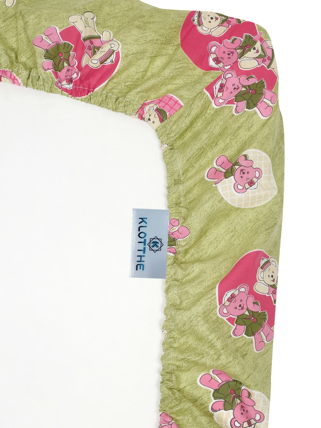 Green Cartoon Characters 400 TC Pure Cotton Fitted Double Bedsheet with 2 Pillow Covers