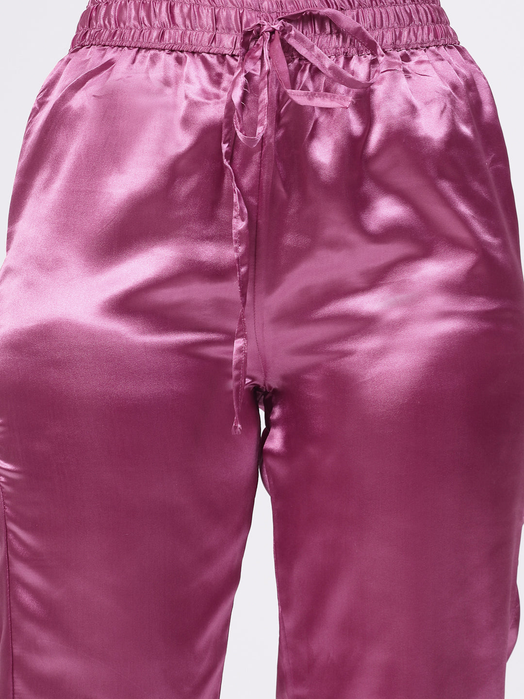 Klotthe Women Purple Solid Satin Night Suit by KLOTTHE