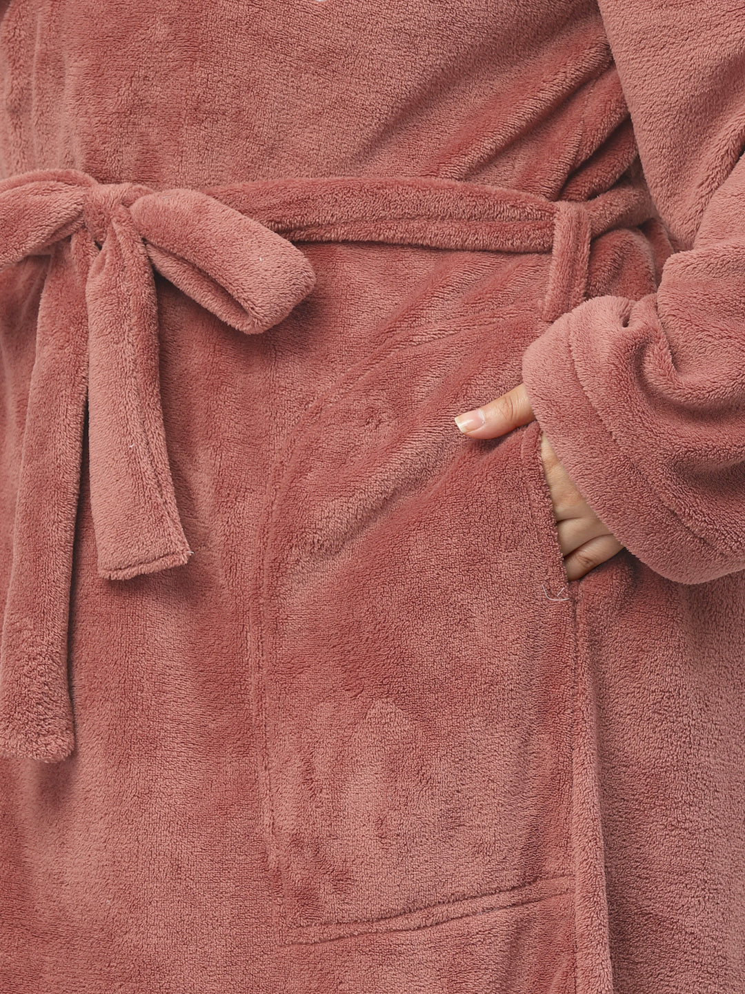 Klotthe Women Rust Solid Bath Robe With Belt