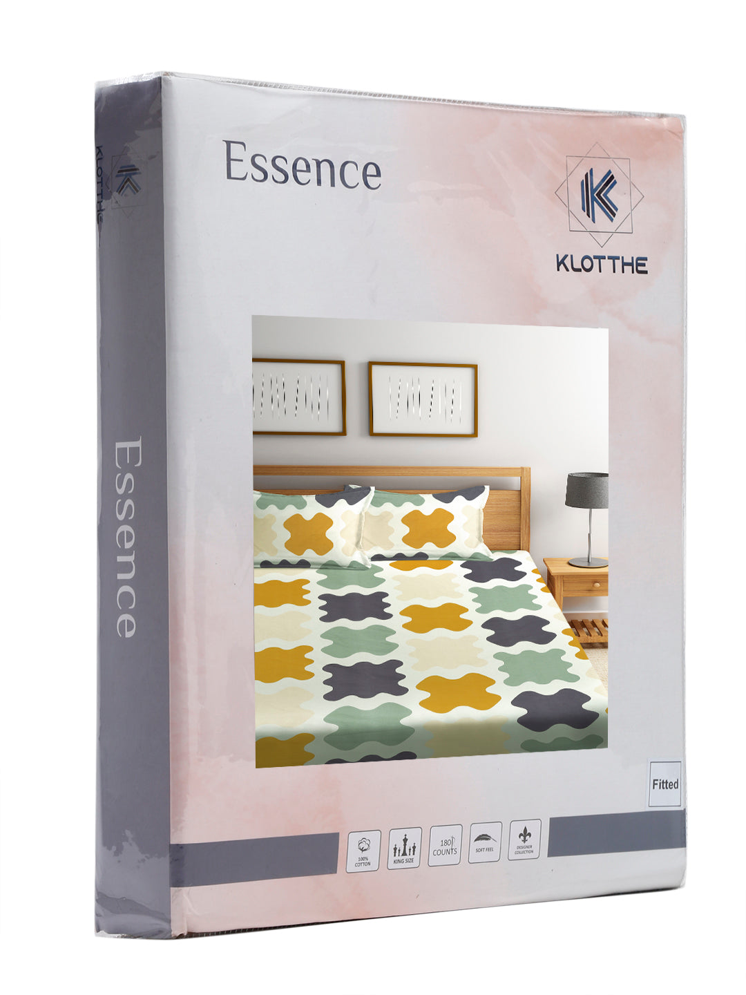Book Fold King Size Elastic Fitted Bedsheet with Two Pillow Covers by KLOTTHE® (245 x 225 CM) (Latest Collection)