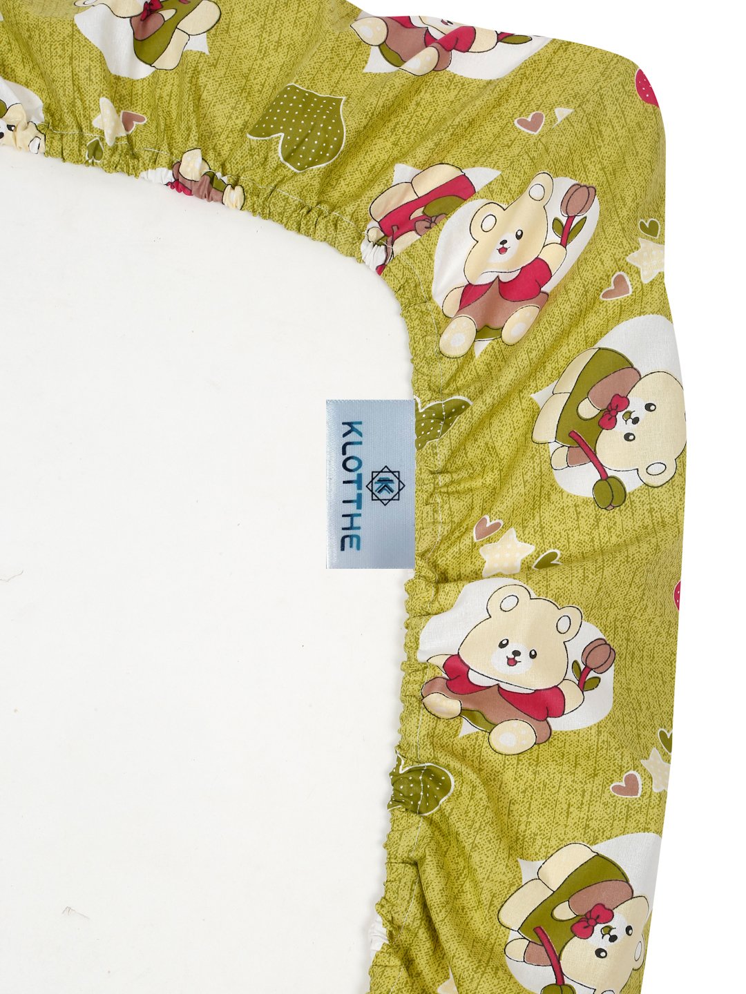 Green Cartoon Characters 400 TC Pure Cotton Fitted Double Bedsheet with 2 Pillow Covers