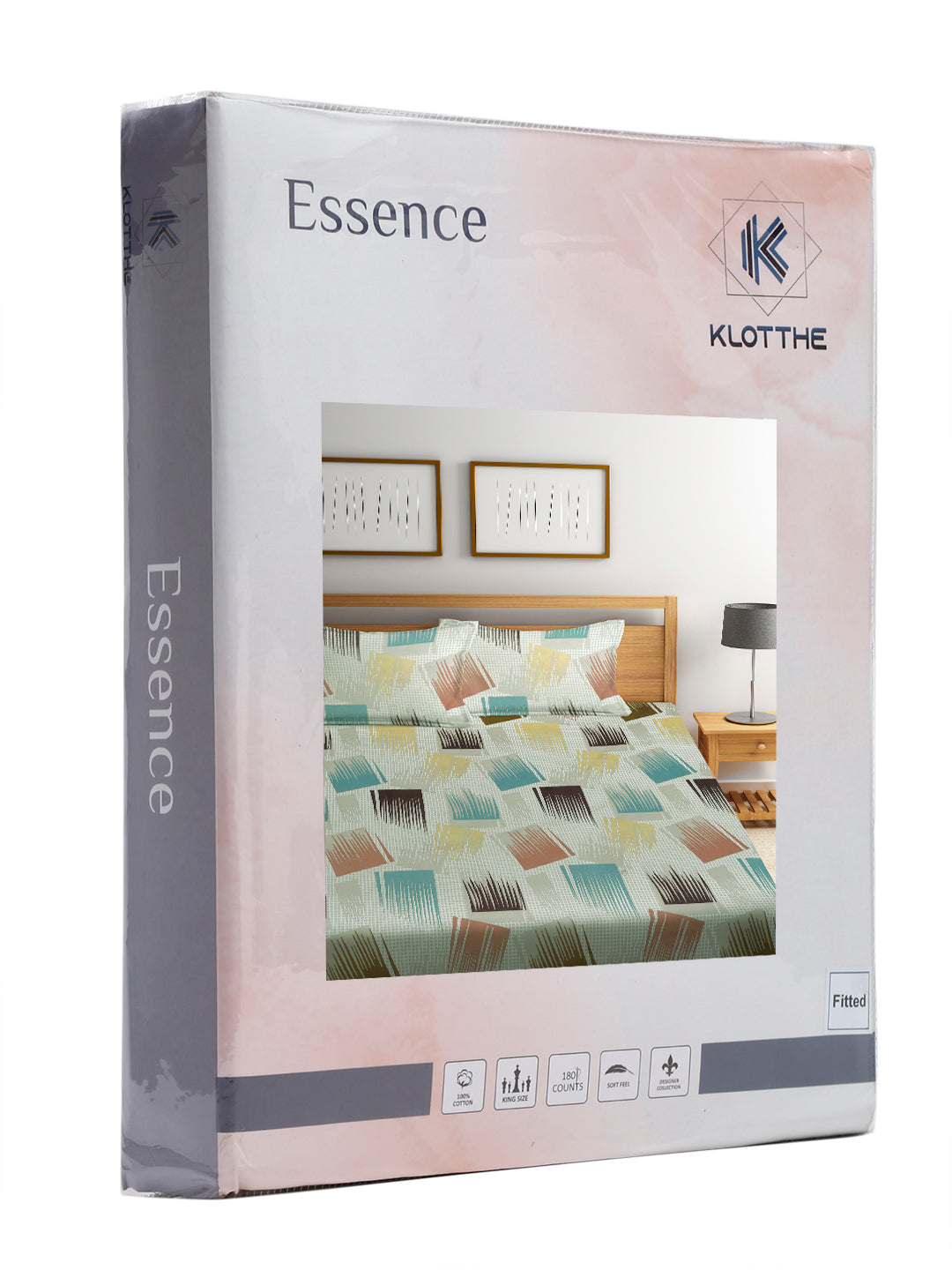 Book Fold King Size Elastic Fitted Bedsheet with Two Pillow Covers by KLOTTHE® (245 x 225 CM) (Latest Collection)