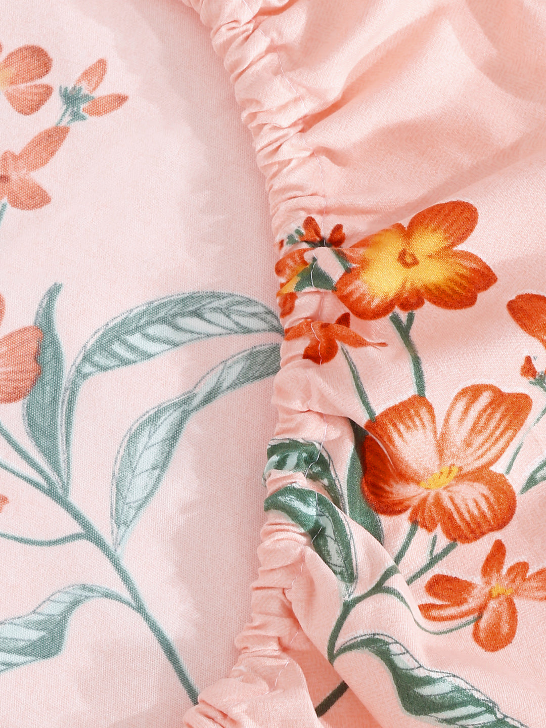 Klotthe Multi Floral 300 TC Cotton Blend Elasticated Double Bedsheet with 2 Pillow Covers