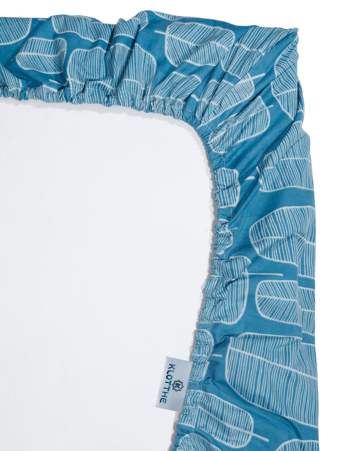 Klotthe Turquoise Geometric 300 TC Cotton Blend Fitted Single Bedsheet with Pillow Cover