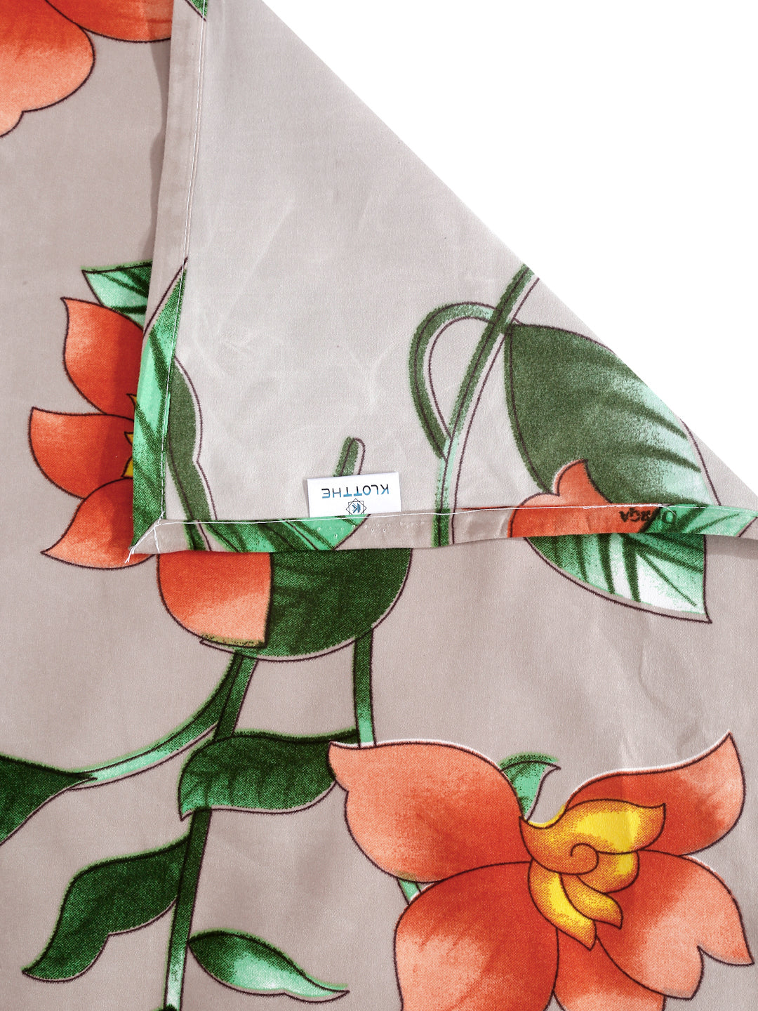 Klotthe Beige Floral 300 TC Cotton Blend Single Bedsheet with Pillow Cover