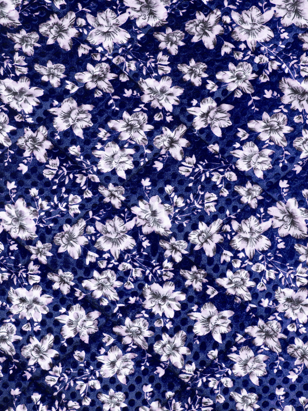 Klotthe Blue Floral Printed 800 GSM Heavy Winter Double Bed Quilt