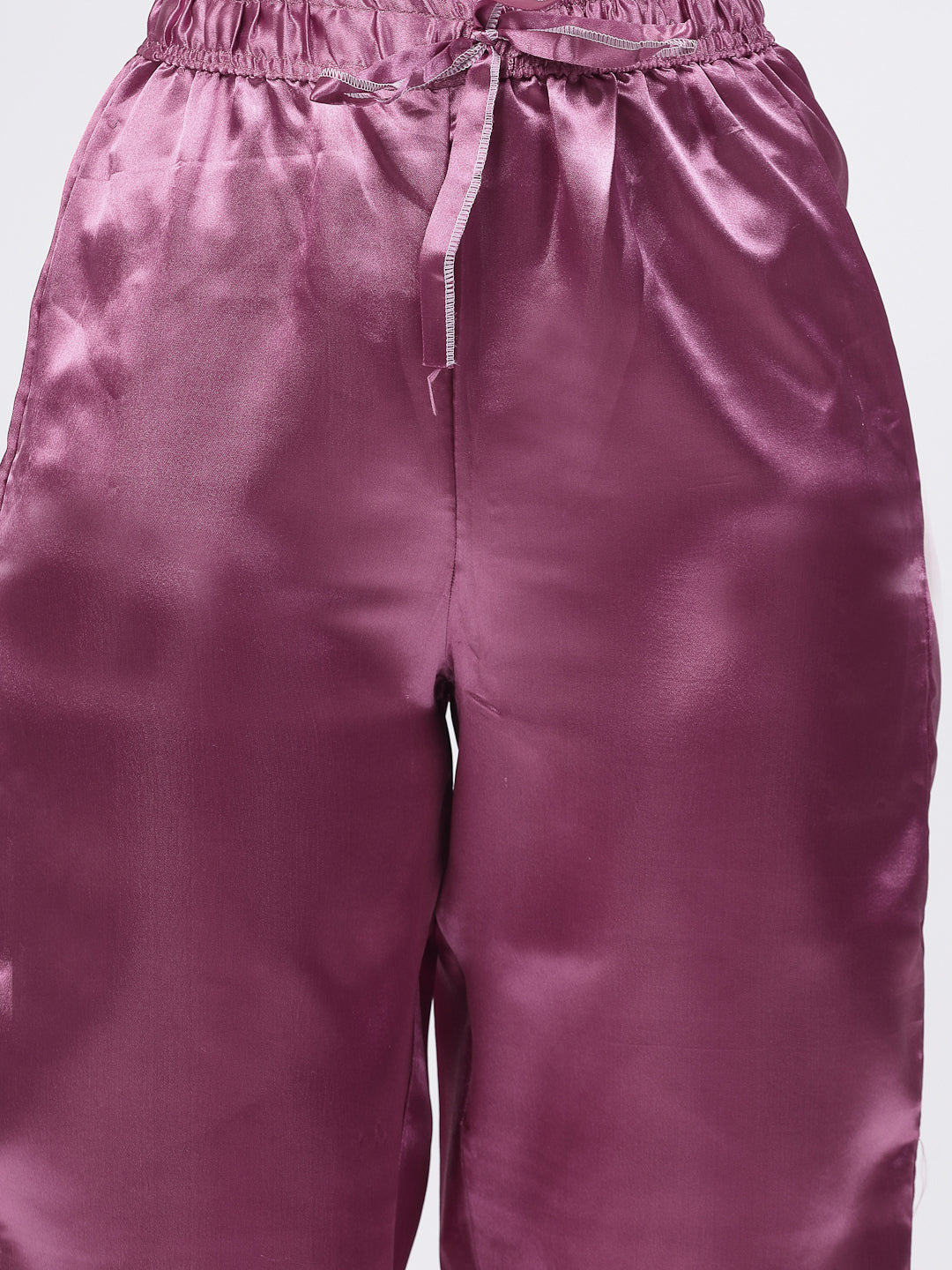 Klotthe Women Pink Solid Satin Kaftan Night Suit by KLOTTHE