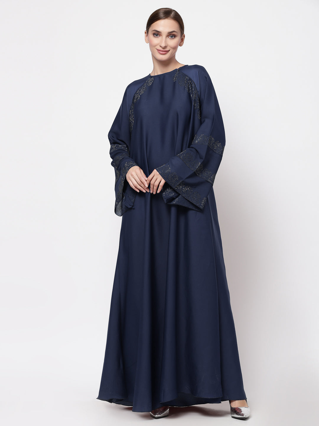 Klotthe Women Blue Embellished Burqa With Scarves