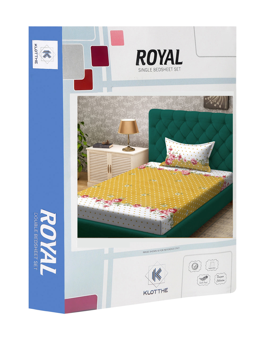 Klotthe Yellow Floral 300 TC Cotton Blend Single Bedsheet Set in Book Fold Packing