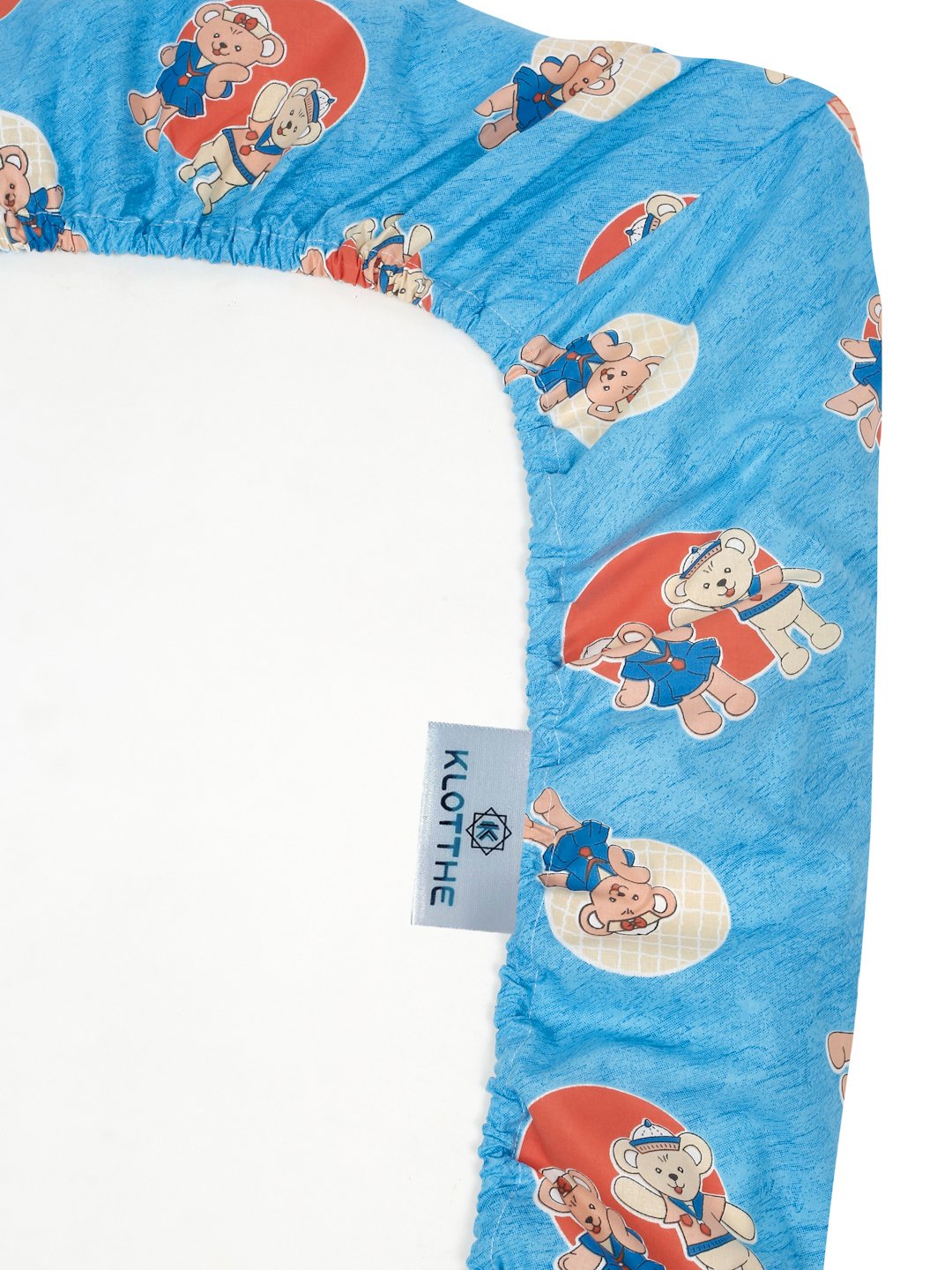 Blue Cartoon Characters 400 TC Pure Cotton Fitted Double Bedsheet with 2 Pillow Covers