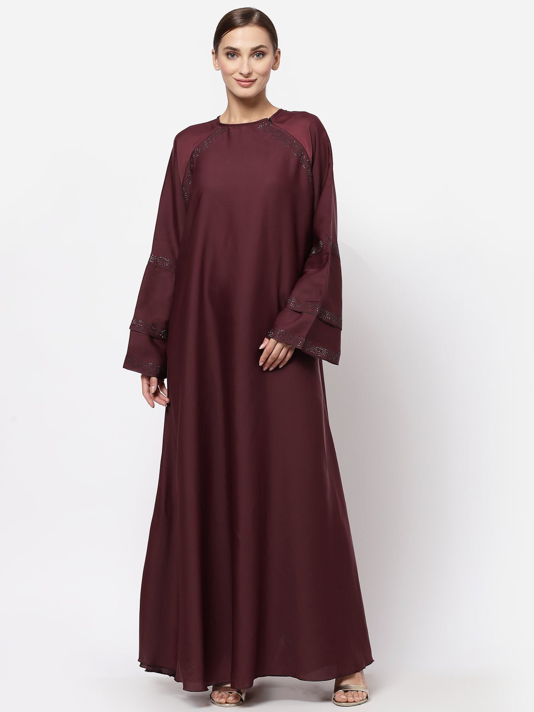 Klotthe Women Maroon Embellished Burqa With Scarves