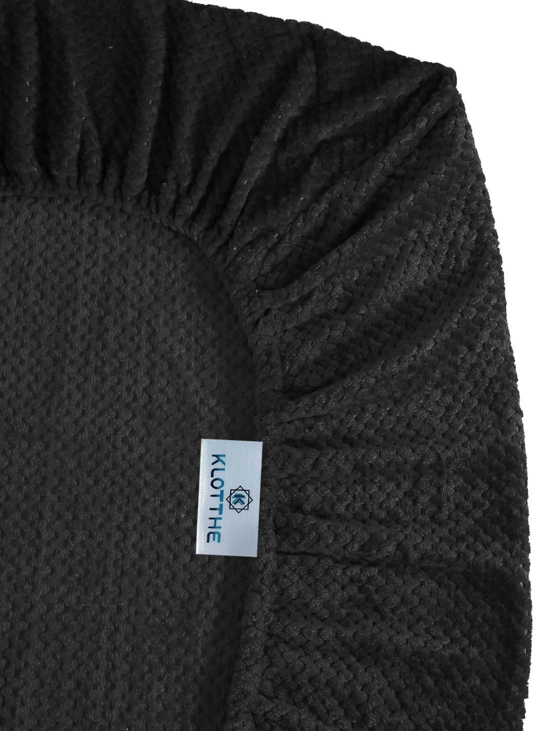Klotthe Black Abstract Woolen Fitted Double Bed Sheet with 2 Pillow Covers
