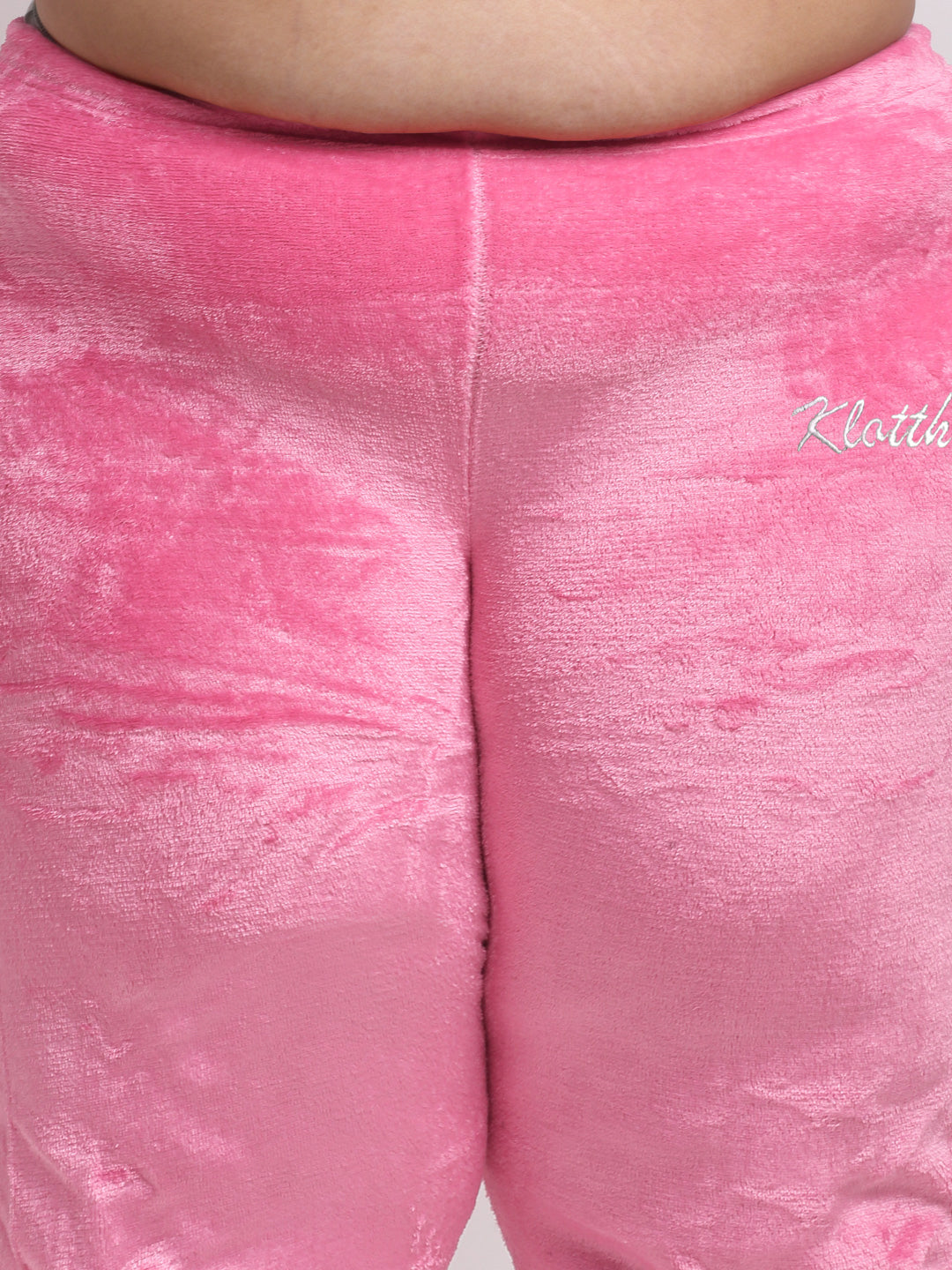 Klotthe Women Light Pink Solid Wool Blend Hooded Night Suit