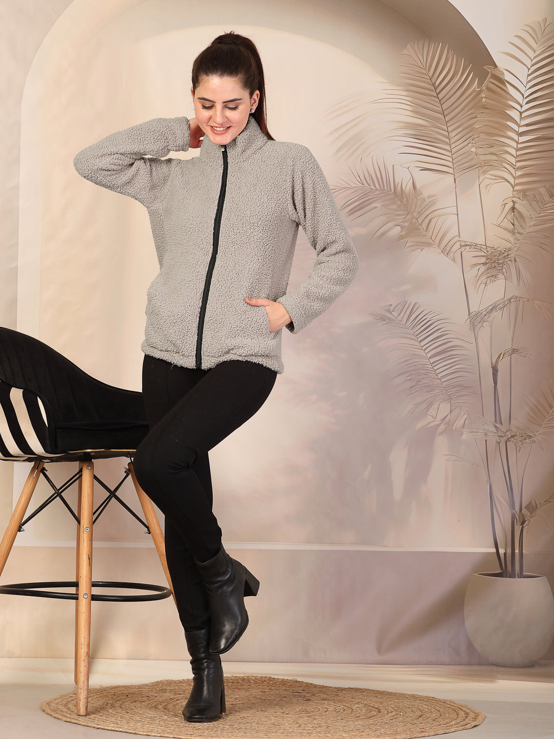 Klotthe Women Brown Solid Sherpa Heavy Winter Jacket