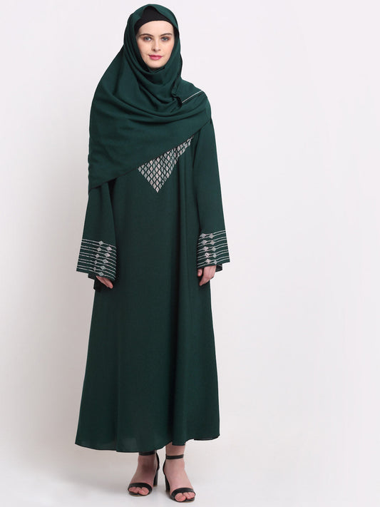 Klotthe Women Green Solid Burqa With Scarf