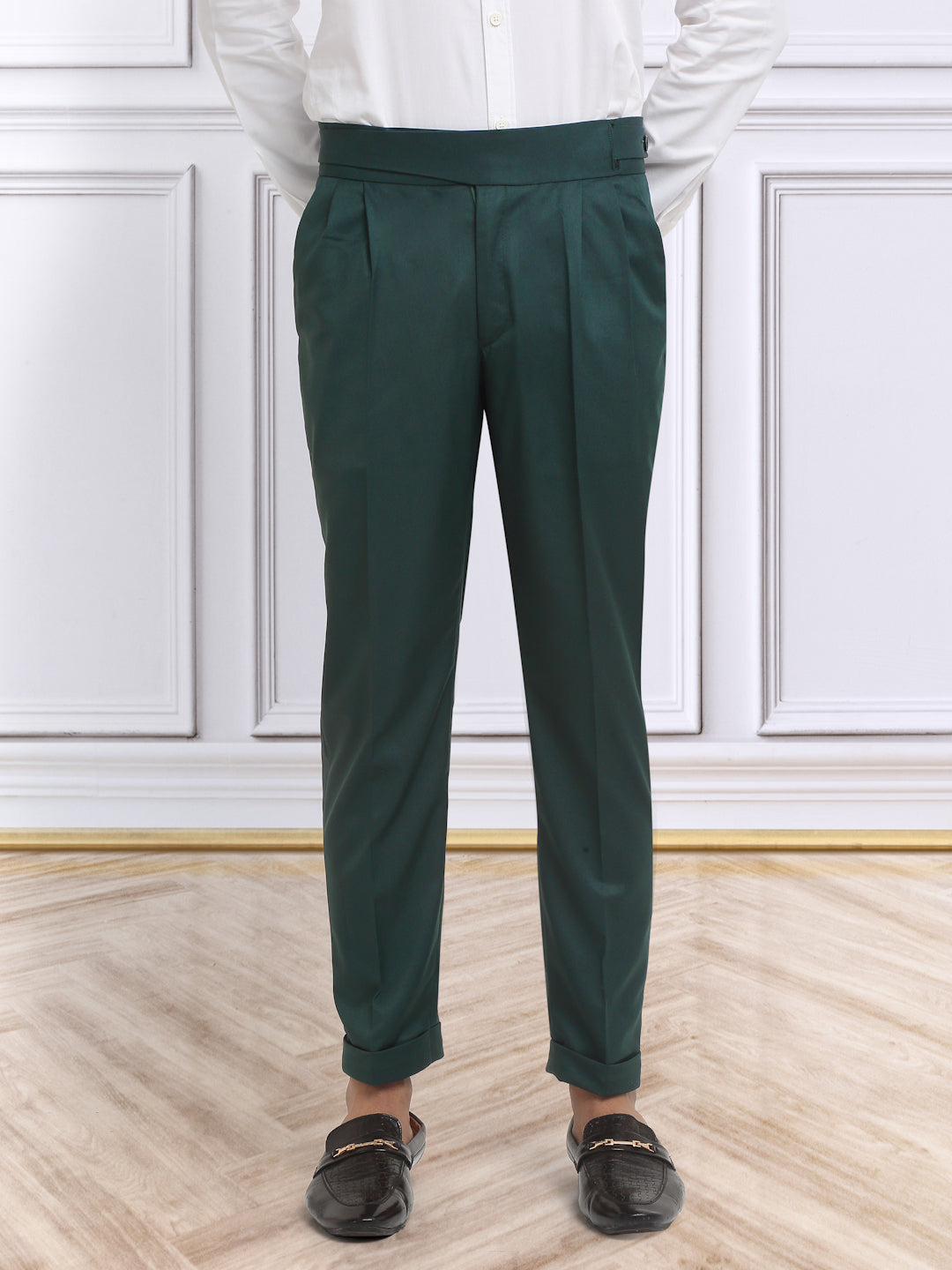 Italian Style Formal Gurkha Pant-BottleGreen