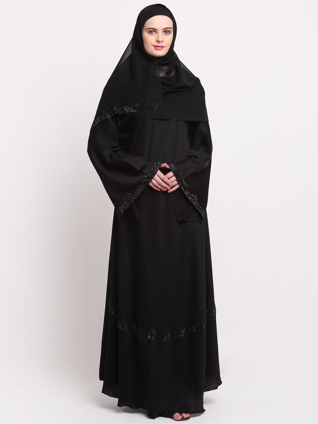 Klotthe Women Black Solid Burqa With Scarf