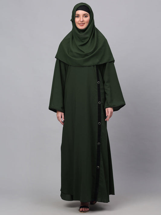 Klotthe Women Olive Embellished Burqa With Scarves