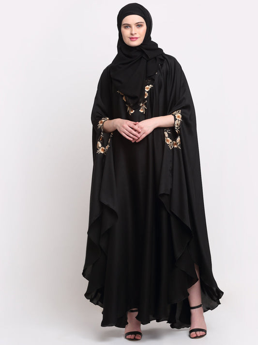 Klotthe Women Black Solid Burqa With Scarf