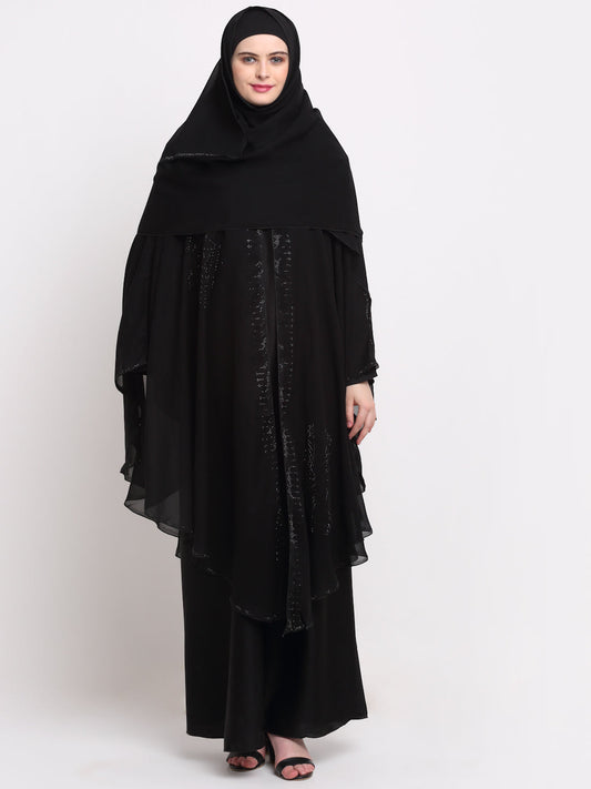 Klotthe Women Black Solid Burqa With Scarf