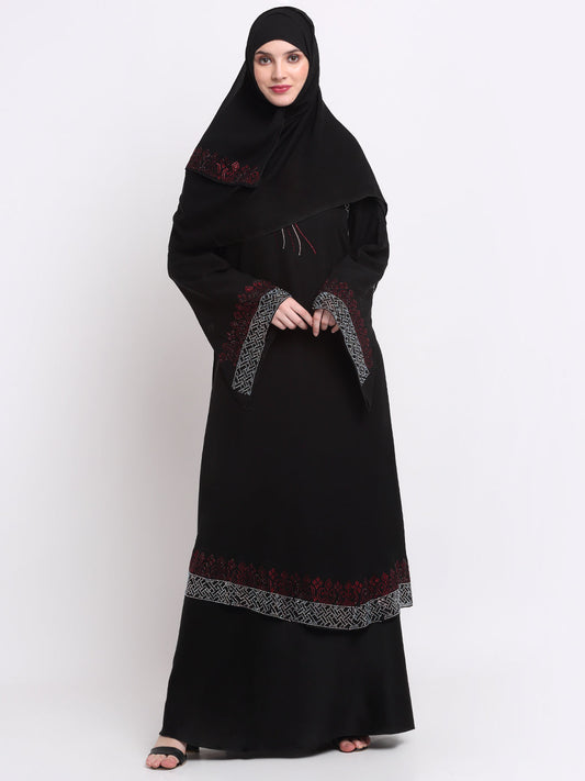 Klotthe Women Black Solid Burqa With Scarf