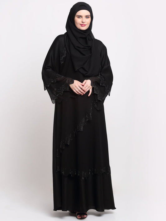 Klotthe Women Black Solid Burqa With Scarf