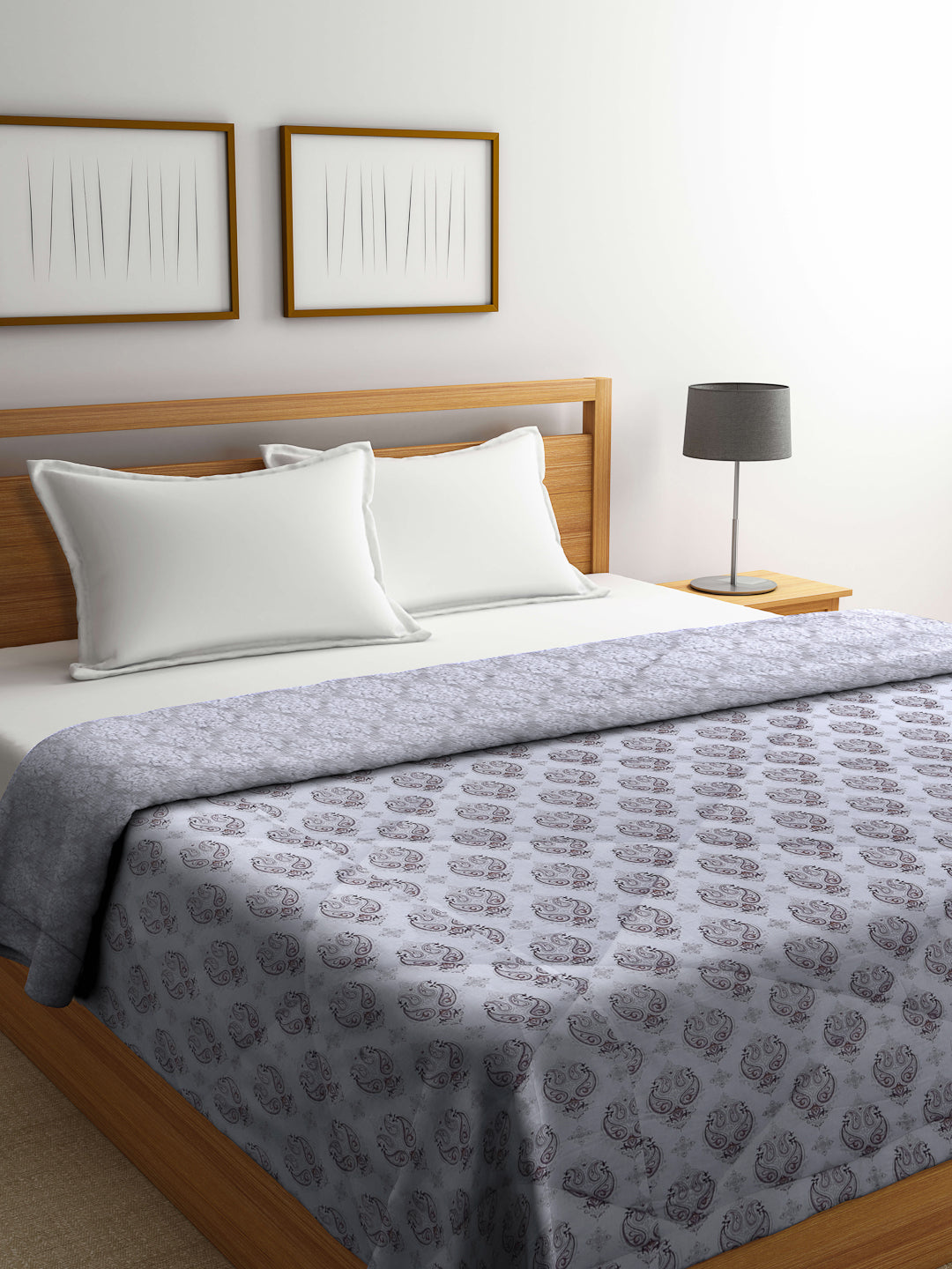 Klotthe Brown Ethnic Motifs Printed 600 GSM Mild Winter Jaypuri Double Bed Quilt
