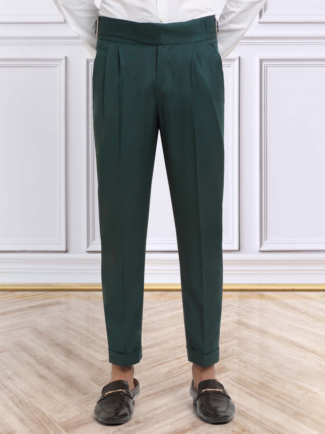 Italian Style Formal Gurkha Pant-BottleGreen