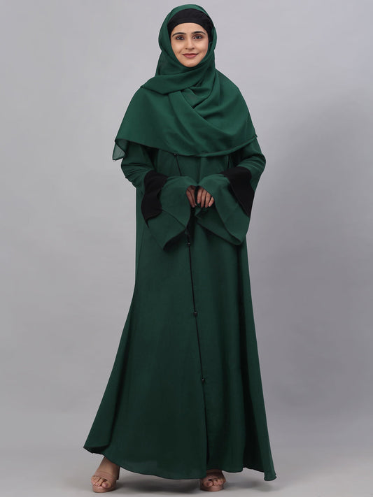 Klotthe Women Green Embellished Burqa With Scarves