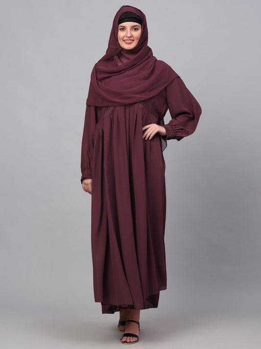 Klotthe Women Maroon Embellished Burqa With Scarves