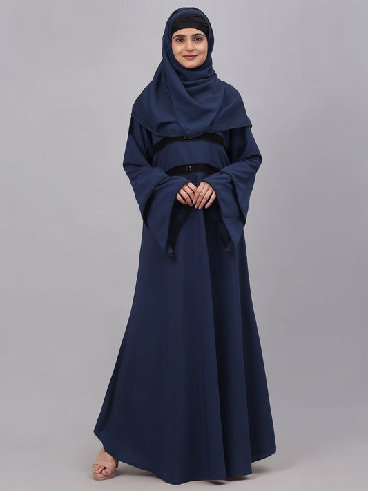 Klotthe Women Blue Embellished Burqa With Scarves