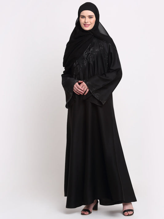 Klotthe Women Black Solid Burqa With Scarf