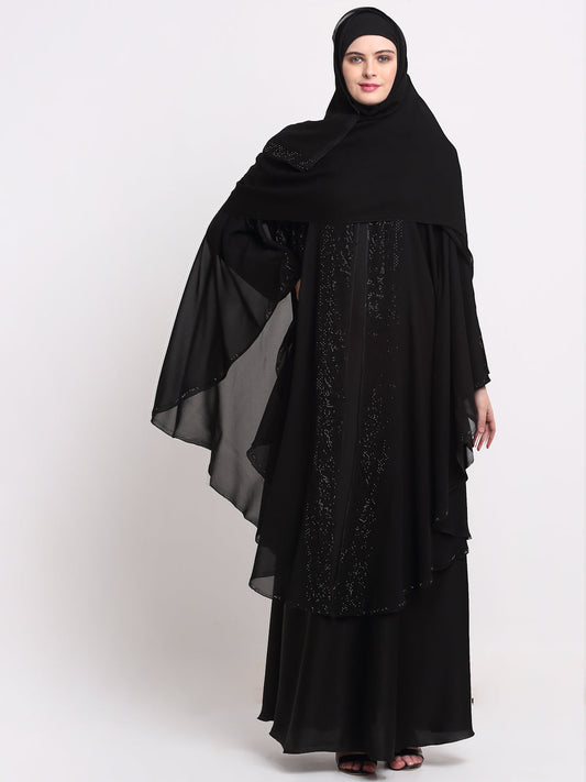 Klotthe Women Black Solid Burqa With Scarf