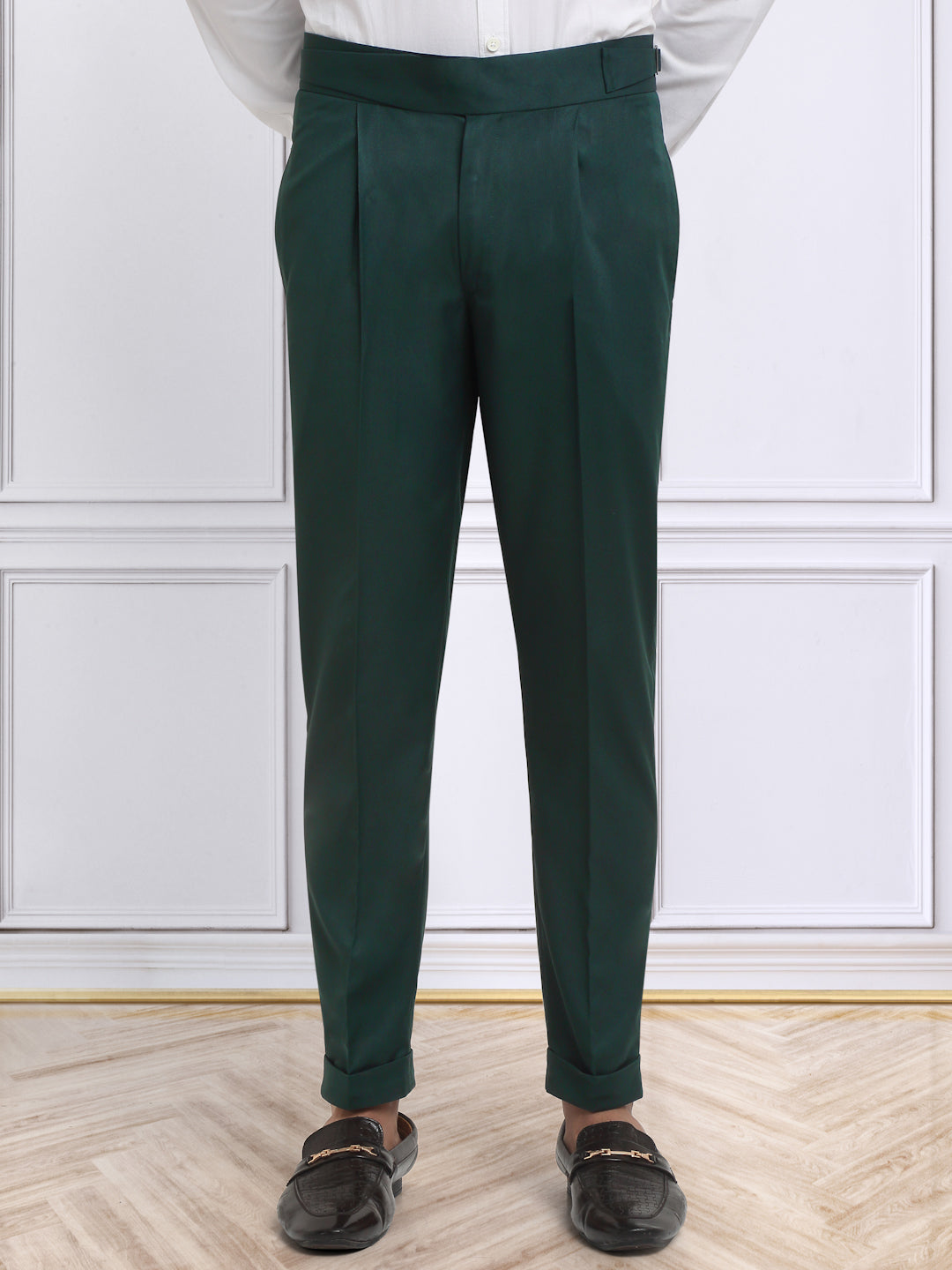 Italian Style Formal Gurkha Pant-BottleGreen