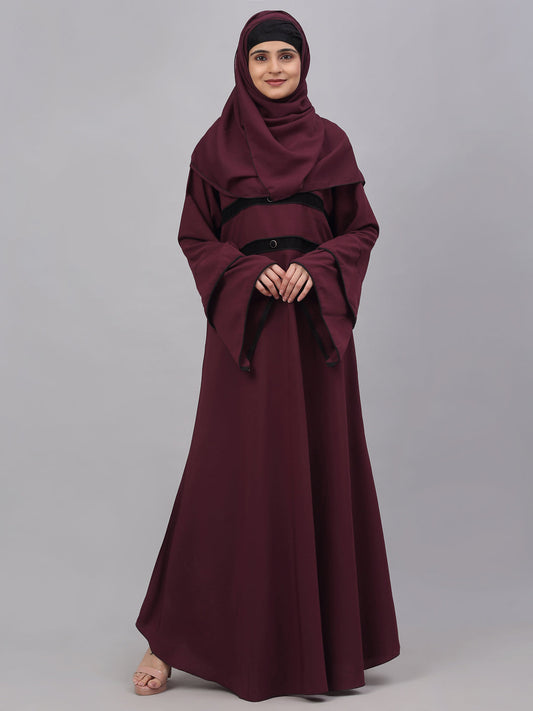 Klotthe Women Maroon Embellished Burqa With Scarves