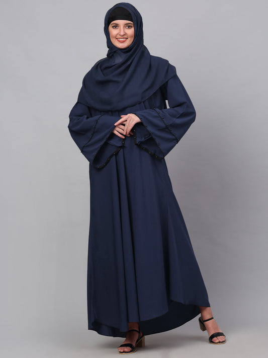 Klotthe Women Blue Embellished Burqa With Scarves