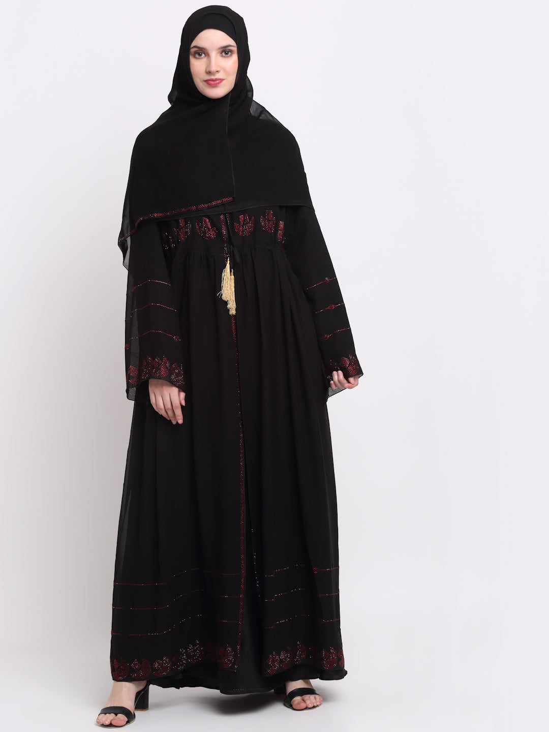 Klotthe Women Black Solid Burqa With Scarf