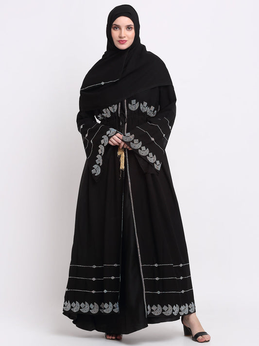 Klotthe Women Black Solid Burqa With Scarf
