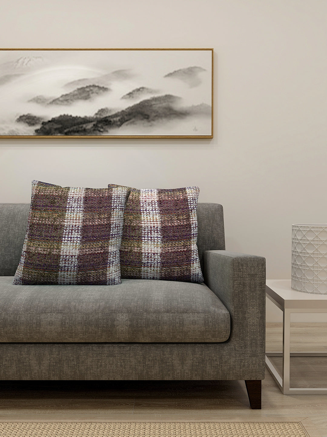 KLOTTHE Set of Two Multi Cotton Striped Cushion Covers