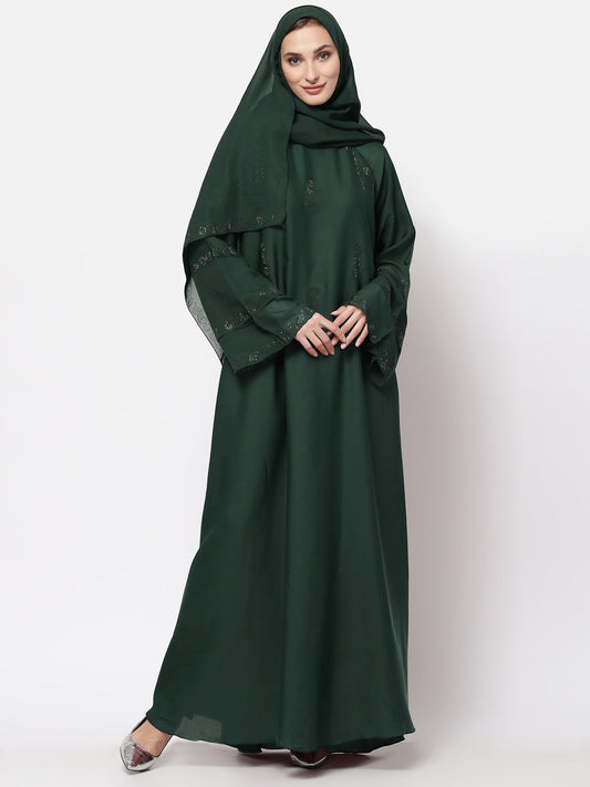Klotthe Women Green Embellished Burqa With Scarves