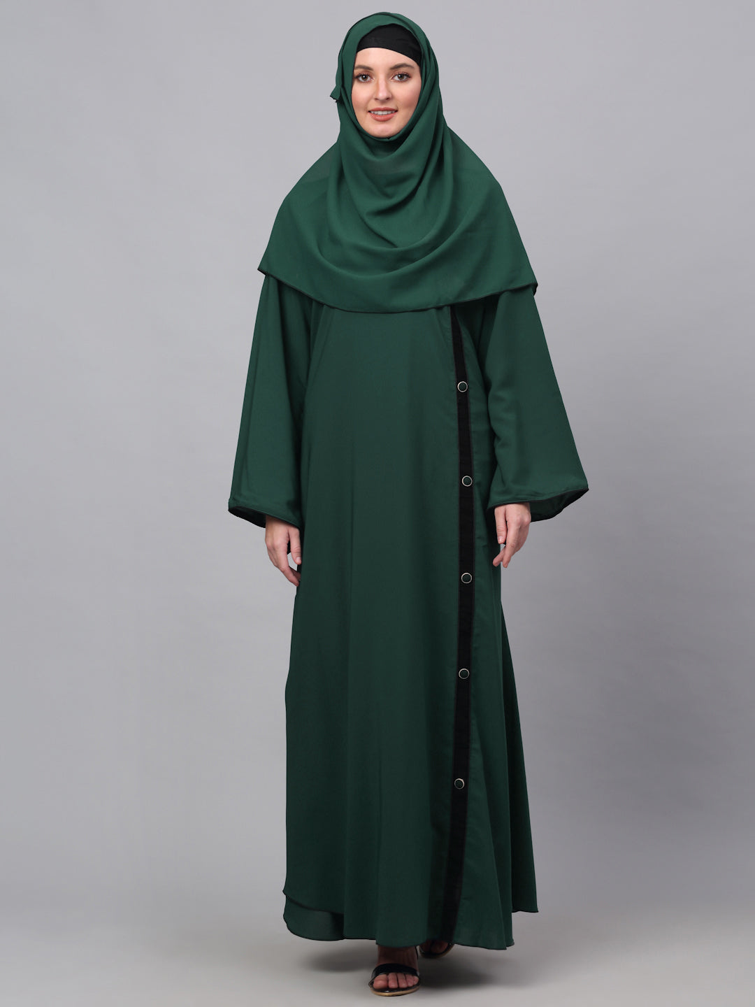 Klotthe Women Green Embellished Burqa With Scarves