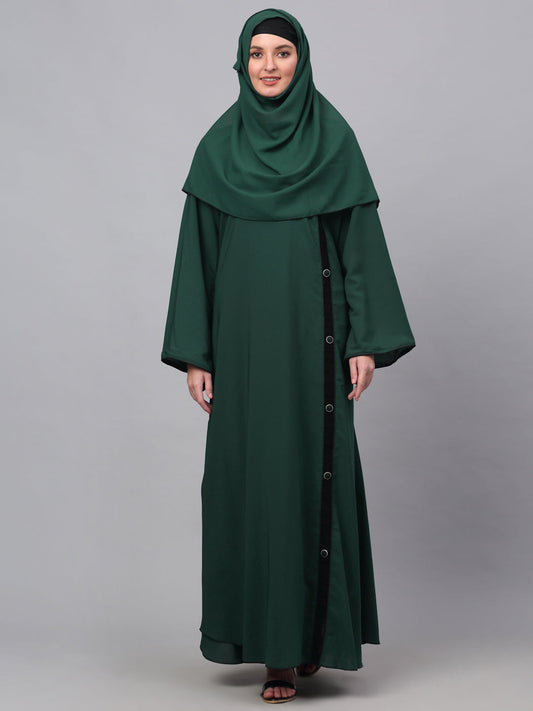 Klotthe Women Green Embellished Burqa With Scarves